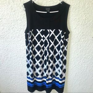 Women’s Sleeveless Black White & Blue Dress 16W